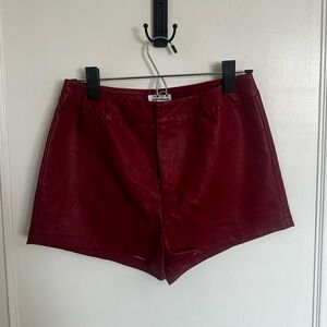 Superdown Revolve Red Faux Leather Hot Shorts (never worn)